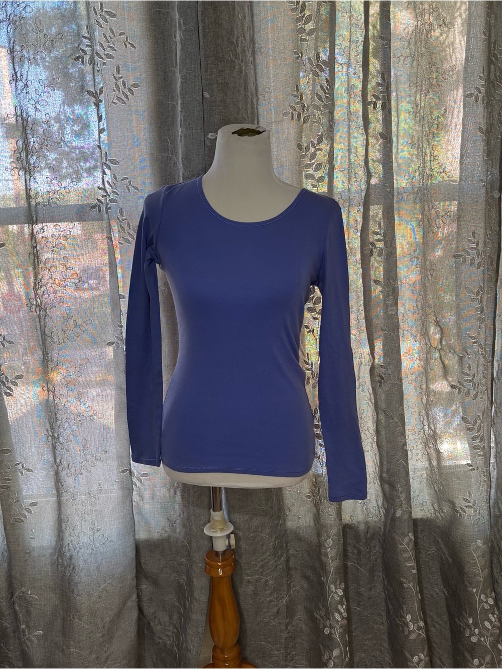 Victoria's Secret Long-Sleeve Scoop Neck Top - Periwinkle Blue